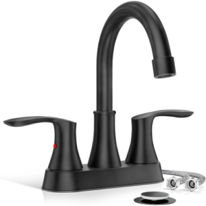 Matte Black Bathroom Sink Faucet 2 Handle 4 Inch Centerset Vanity Mixer Faucet